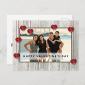 ウッド素朴バレンタインデーLOVEハートフォトカード ポストカード (正面/裏面)