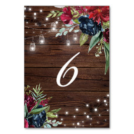 ウッド素朴バーガンディフローラライトウッド6 テーブルナンバー