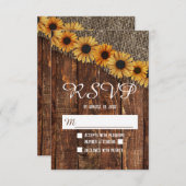 ウッド素朴バーラップサンフラワーカントリーウェディングRSVP 出欠カード (正面/裏面)