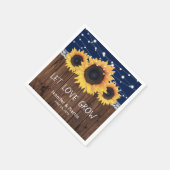 ウッド素朴バーラップサンフラワーネイビーブルー結婚ズ スタンダードカクテルナプキン (角)