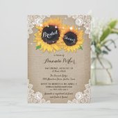 ウッド素朴バーラップサンフラワーブライダルシャワー 招待状 (スタンド正面)