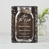 ウッド素朴バーラップハートメイスンジャー結婚ズ セーブザデート (スタンド正面)