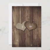 ウッド素朴バーラップハート結婚ズ 招待状 (裏面)