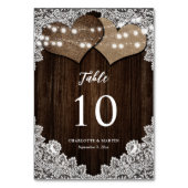 ウッド素朴バーラップフローラレースの国の結婚式 テーブルナンバー (裏面)