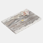 ウッド素朴バーラップレースフローラ結婚ズゲストブック ゲストブック (コーナー)