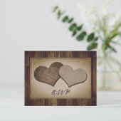 ウッド素朴バーラップレース結婚式RSVPポストカード インビテーションポストカード (スタンド正面)