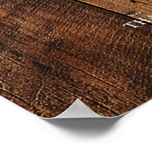 ウッド素朴バ結婚ンウェルカムサイン ポスター (角)