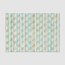 ウッド素朴パステルブルーフローラシャビーコテージシック 薄葉紙