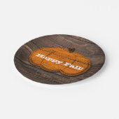 ウッド素朴パンプキンカントリーハロウィーン秋パーティー ペーパープレート (アングル)