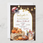 ウッド素朴パンプキンサッカーカップルウェディングシャワー 招待状 (正面)