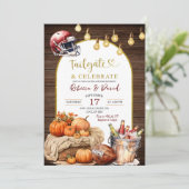 ウッド素朴パンプキンサッカーカップルウェディングシャワー 招待状 (スタンド正面)