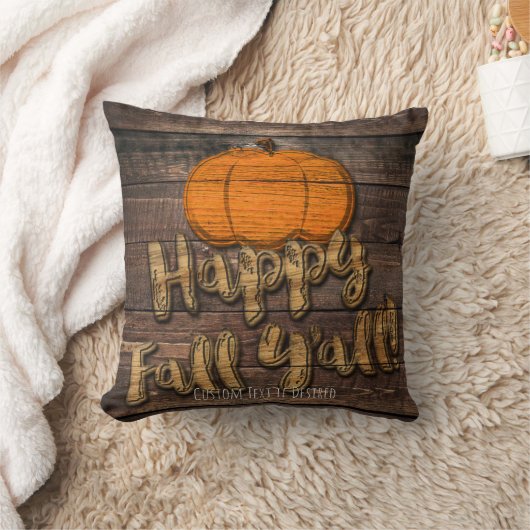 ウッド素朴パンプキンハロウィンハッピー秋ヤール クッション (ブランケット)