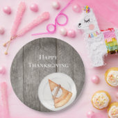 ウッド素朴パンプキンパイハッピー感謝祭 ペーパープレート (パーティー)