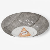 ウッド素朴パンプキンパイハッピー感謝祭 ペーパープレート (アングル)