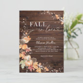 ウッド素朴パンプキン秋インラブブライダルシャワー 招待状 (スタンド正面)