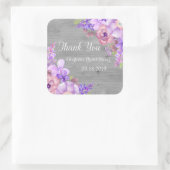ウッド素朴パープルフローラブライダルシャワーメッセージカード スクエアシール (バッグ)