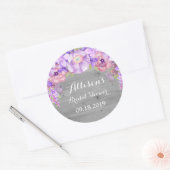 ウッド素朴パープルフローラブライダルシャワーメッセージカード ラウンドシール (封筒)