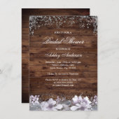 ウッド素朴パープルフローラブライダルシャワー招待状 招待状 (正面/裏面)