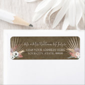 ウッド素朴パームピンクフローラトロピカルリーフ結婚ズ ラベル (インサイチュ)