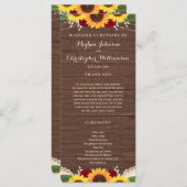 ウッド素朴ヒマワリBurgundy Red Roses結婚's プログラム (正面/裏面)