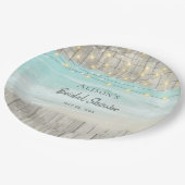 ウッド素朴ビーチストリングライトブライダルシャワー ペーパープレート (アングル)