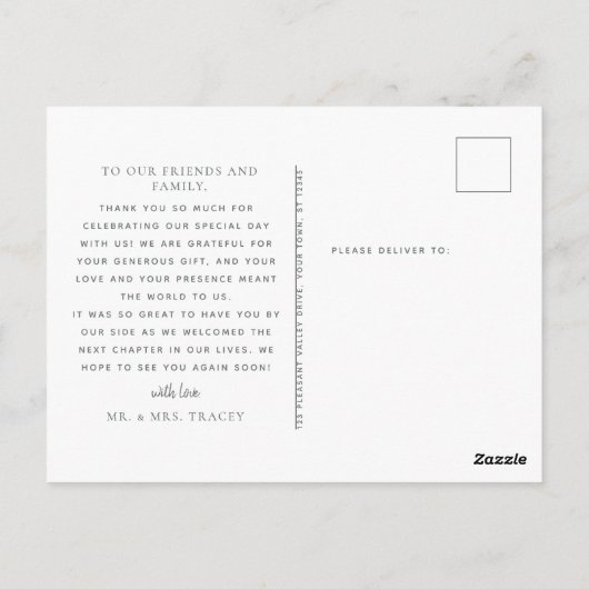 ウッド素朴ビーチ結婚式ありがとう ポストカード (裏面)