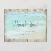 ウッド素朴ビーチ結婚式ありがとう ポストカード (正面)