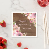 ウッド素朴ピンクウォーターカラーブライダルシャワーナプキンス スタンダードカクテルナプキン (インサイチュ)