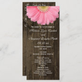 ウッド素朴ピンクガーベラデイジー結婚式 プログラム (正面/裏面)