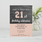 ウッド素朴ピンクバルーン21歳の誕生日パーティー 招待状 (スタンド正面)