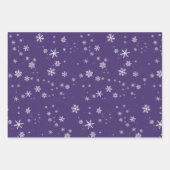 ウッド素朴ピンクパープルスノーフレーククリスマス ラッピングペーパーシート (正面3)