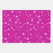 ウッド素朴ピンクパープルスノーフレーククリスマス ラッピングペーパーシート (正面2)