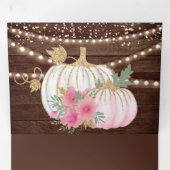 ウッド素朴ピンクフローラホワイトパンプキン秋の結婚式 三つ折り招待状 (内部最初)