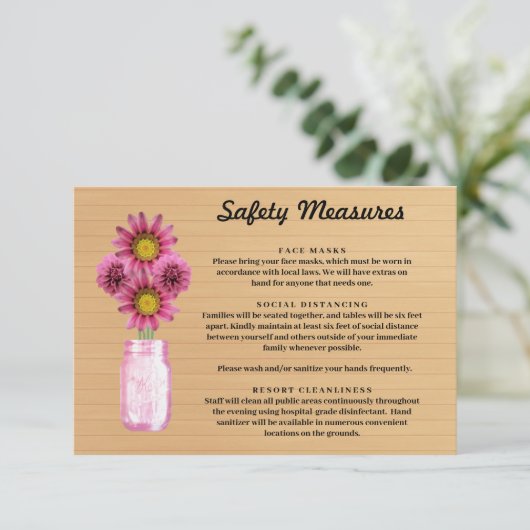 ウッド素朴ピンクフローラメイスンジャー安全対策 エンクロージャーカード (スタンド正面)