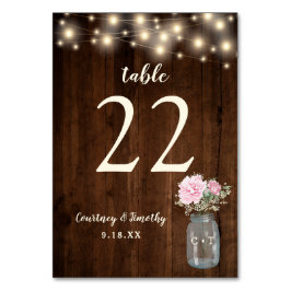 ウッド素朴ピンクフローラメイスンジャー | 結婚s テーブルナンバー
