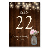 ウッド素朴ピンクフローラメイスンジャー | 結婚s テーブルナンバー (裏面)