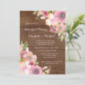 ウッド素朴ピンクフローラリハーサルディナーパーティー 招待状 (スタンド正面)