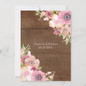 ウッド素朴ピンクフローラリハーサルディナーパーティー 招待状 (裏面)