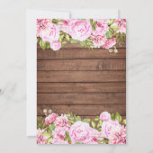 ウッド素朴ピンクフローラ結婚ズ 招待状 (裏面)