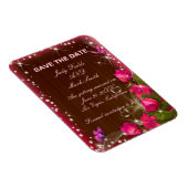 ウッド素朴ピンクフローラ蝶の日付を保存 マグネット (右側)