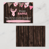 ウッド素朴ピンクプライド鹿おむつラッフルチケット エンクロージャーカード (正面/裏面)