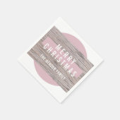 ウッド素朴ピンクメリークリスマスファミリー スタンダードカクテルナプキン (角)