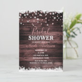 ウッド素朴ピンクローズ金ゴールド冬ブライダルシャワー 招待状 (スタンド正面)