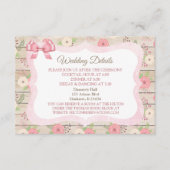 ウッド素朴ピンク&タンフローラの結婚詳細カード エンクロージャーカード (正面)