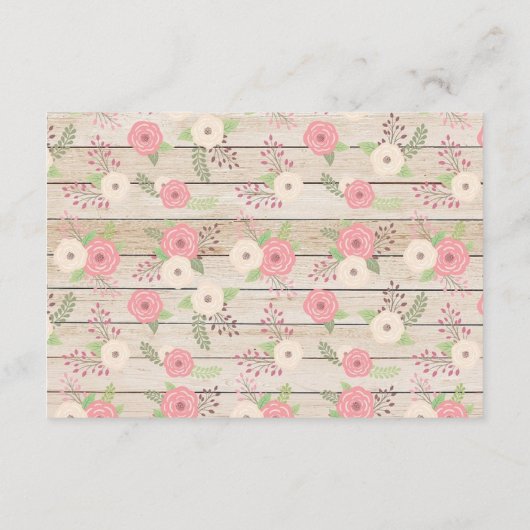 ウッド素朴ピンク&タンフローラの結婚詳細カード エンクロージャーカード (裏面)
