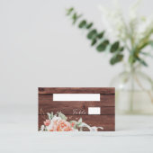 ウッド素朴ピーチフローラ結婚ズフラット座席表 プレイスカード (スタンド正面)