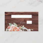 ウッド素朴ピーチフローラ結婚ズフラット座席表 プレイスカード (正面)