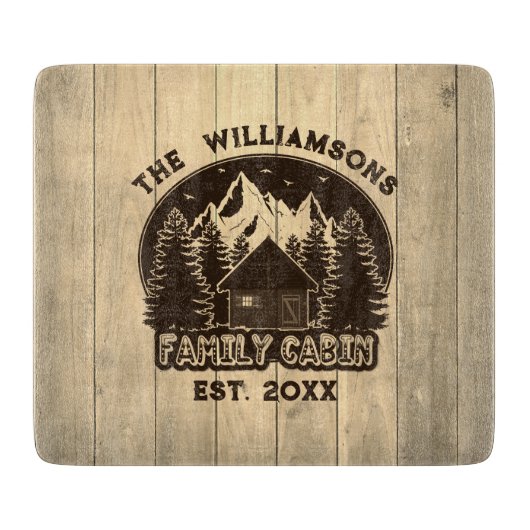ウッド素朴ファミリーキャビン懇親会デコールブラウンネーム カッティングボード (正面)