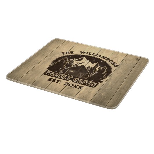 ウッド素朴ファミリーキャビン懇親会デコールブラウンネーム カッティングボード (角)