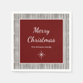 ウッド素朴ファミリーシンプルクリスマスパーティー スタンダードカクテルナプキン (正面)